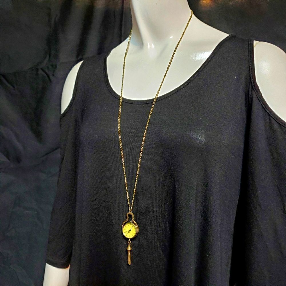 Quartz Steampunk Tassel Watch Necklace